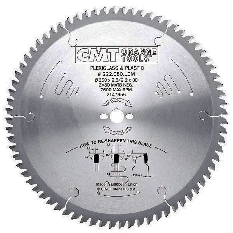 Диск пильный 250x30x2,8/2,2 -3° MATB Z=80 CMT 222.080.10M