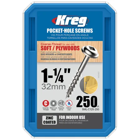 Оцинкованные саморезы Kreg Jig: SML-C125-250
