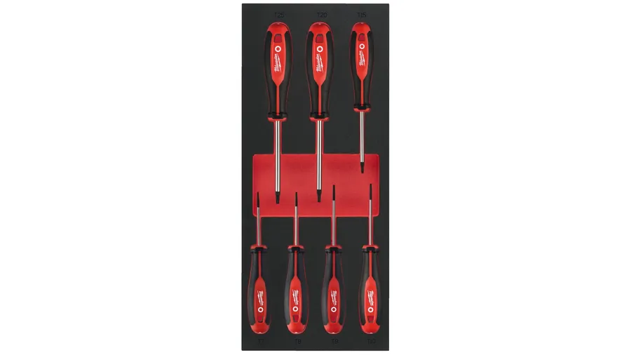 Ложемент Milwaukee с отвертками TORX набор 7ед. (T7/T8 x65, T9/T10/T15x75, T20/T25x100)