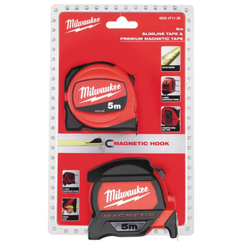 Промо набор рулетки Milwaukee 5 м Premium + 5 м SLIM