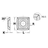 нож твердосплавный 15x15x2.5mm R150+0.5 HW-K1920 CMT 790.152.22